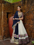 Rasiya Muslin Mirror Work Lehenga Choli with Lampi & Kodi Lace Dupatta