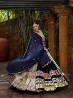Rasiya Muslin Mirror Work Lehenga Choli with Lampi & Kodi Lace Dupatta
