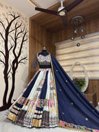 Rasiya Muslin Mirror Work Lehenga Choli with Lampi & Kodi Lace Dupatta
