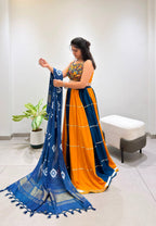 Designer Rayon Embroidered Mirror Work Lehenga Choli with Gota Patti Lace and Bandhni Dupatta