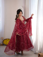 Kashvi Bandhani Print Anarkali Set with Mirror Work Dupatta
