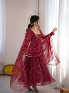 Kashvi Bandhani Print Anarkali Set with Mirror Work Dupatta