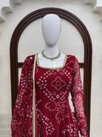 Kashvi Bandhani Print Anarkali Set with Mirror Work Dupatta