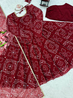 Kashvi Bandhani Print Anarkali Set with Mirror Work Dupatta