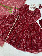 Kashvi Bandhani Print Anarkali Set with Mirror Work Dupatta