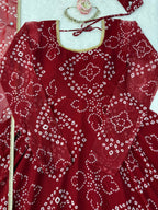 Kashvi Bandhani Print Anarkali Set with Mirror Work Dupatta