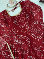 Kashvi Bandhani Print Anarkali Set with Mirror Work Dupatta