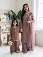 Premium Faux Georgette Suit with Embroidered Tissue Net Dupatta
