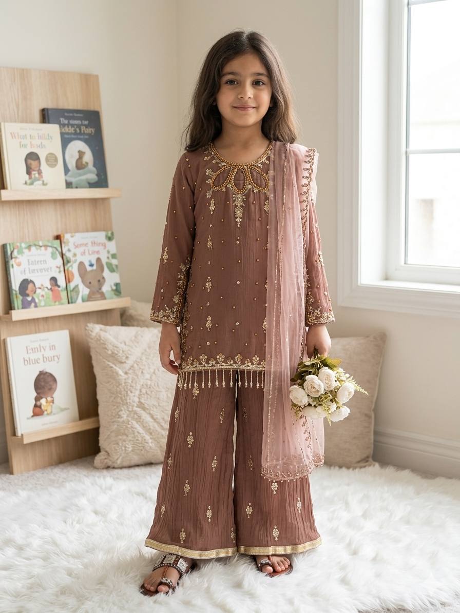 Premium Faux Georgette Suit with Embroidered Tissue Net Dupatta
