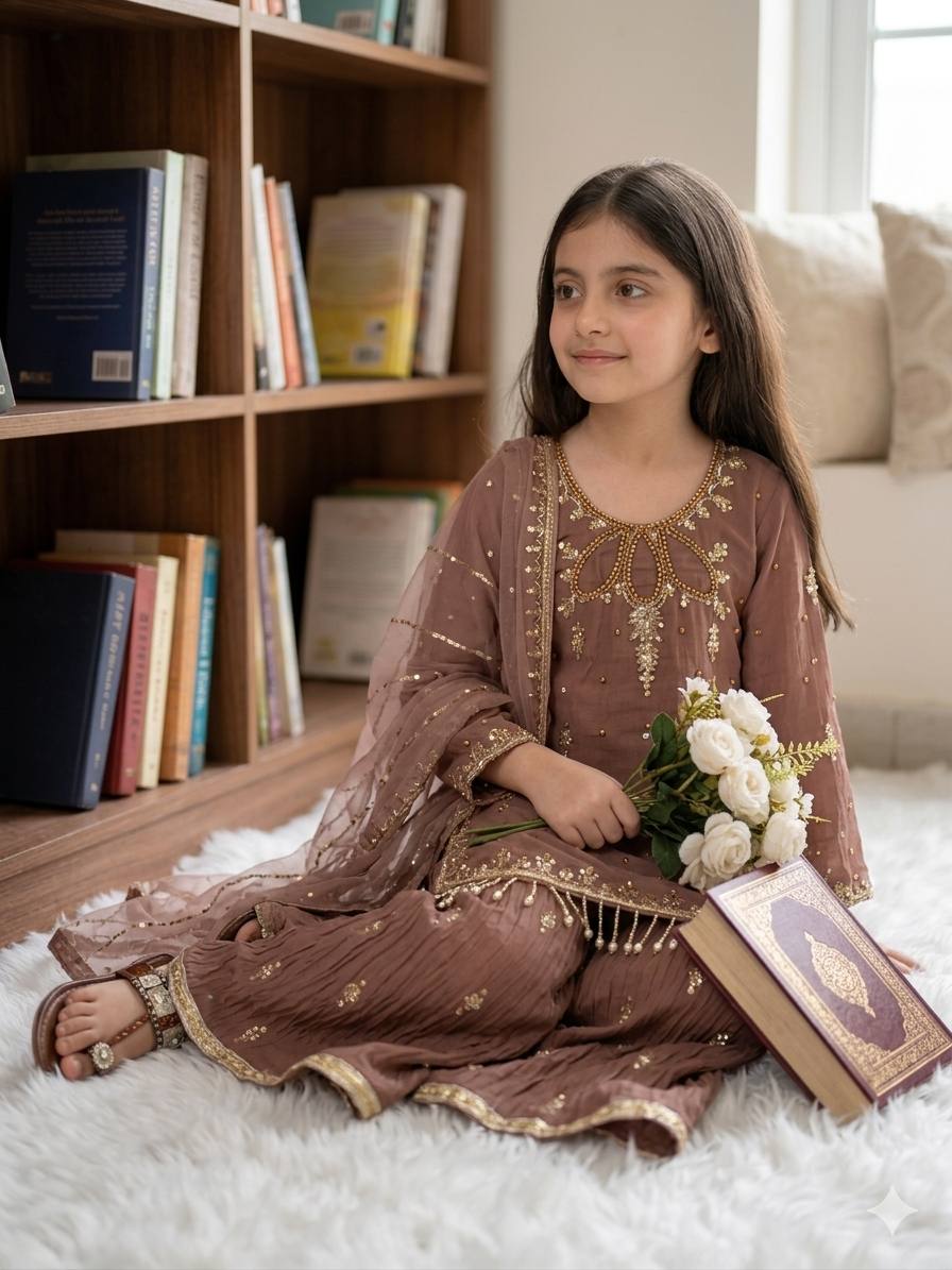 Premium Faux Georgette Suit with Embroidered Tissue Net Dupatta