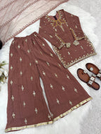 Premium Faux Georgette Suit with Embroidered Tissue Net Dupatta