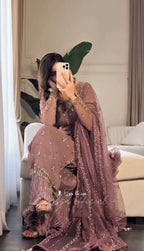 Premium Faux Georgette Suit with Embroidered Tissue Net Dupatta