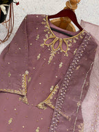 Premium Faux Georgette Suit with Embroidered Tissue Net Dupatta
