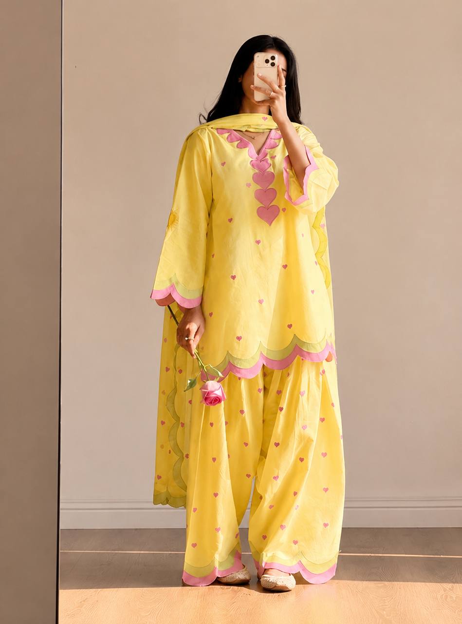 Classy Mul Chanderi Embroidery Work Salwar Suit Set