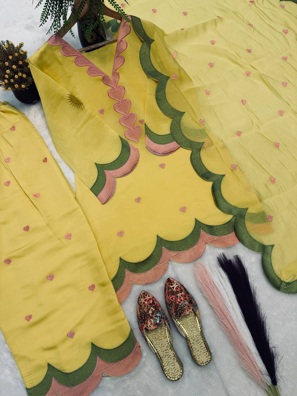 Classy Mul Chanderi Embroidery Work Salwar Suit Set