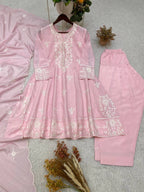 Zarvani Silk Salwar Suit Set with Sequin Embroidery for Women