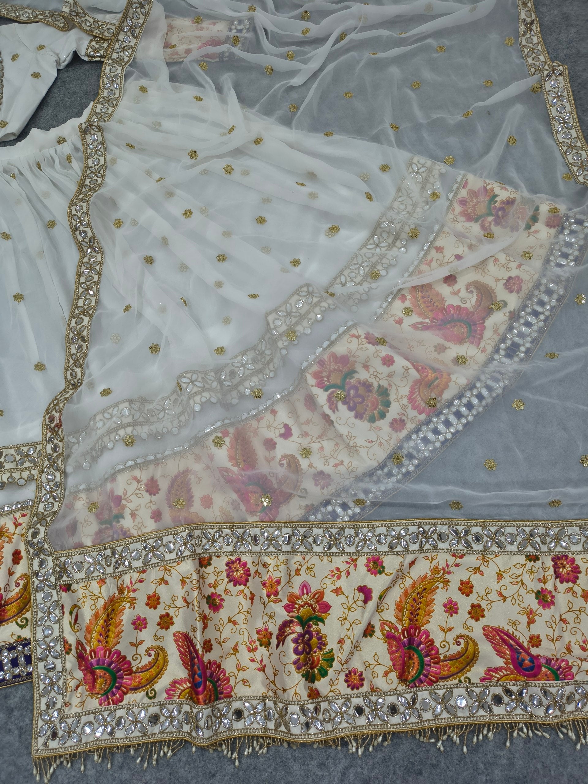Vrishti Premium Georgette Lehenga Choli Set with Sequin & Foil Mirror Work