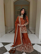 Party Wear Silk Suit with Real Mirror Work & Four Side Lace Dupatta
