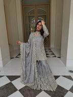 Premium Ethnic Silk Sharara Set with Embroidery and Sequins