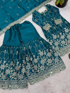 Heavy Silk Designer Suit with Sequins & Mirror Handwork