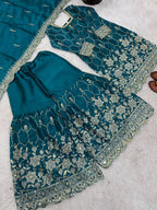 Heavy Silk Designer Suit with Sequins & Mirror Handwork