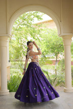 Rangini Navratri Cora Cotton Lehenga Choli with Heart Embroidery, Gamthi Mirror Work & 4.5 Meter Flair