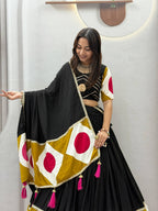 Rangdhara Pure Cotton Navratri Lehenga Choli with Gota Patti Work, 6 Meter Flair & Latkan Dupatta