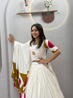 Rangdhara Pure Cotton Navratri Lehenga Choli with Gota Patti Work, 6 Meter Flair & Latkan Dupatta