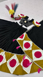Rangdhara Pure Cotton Navratri Lehenga Choli with Gota Patti Work, 6 Meter Flair & Latkan Dupatta