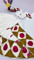 Rangdhara Pure Cotton Navratri Lehenga Choli with Gota Patti Work, 6 Meter Flair & Latkan Dupatta