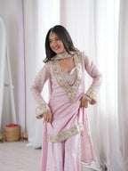 Designer Star Georgette Kurti Palazzo Set with Mirror Work Tube Blouse