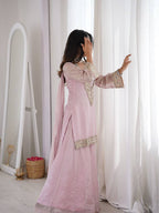 Designer Star Georgette Kurti Palazzo Set with Mirror Work Tube Blouse