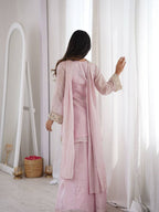 Designer Star Georgette Kurti Palazzo Set with Mirror Work Tube Blouse