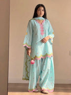 Classy Mul Chanderi Embroidery Work Salwar Suit Set