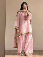 Classy Mul Chanderi Embroidery Work Salwar Suit Set