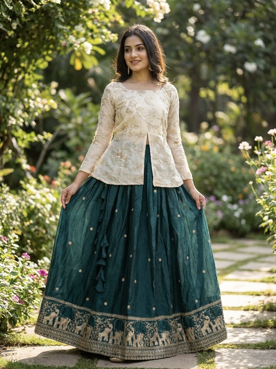 Trending Designer Lehenga with Full Sleeve Embroidered Blouse