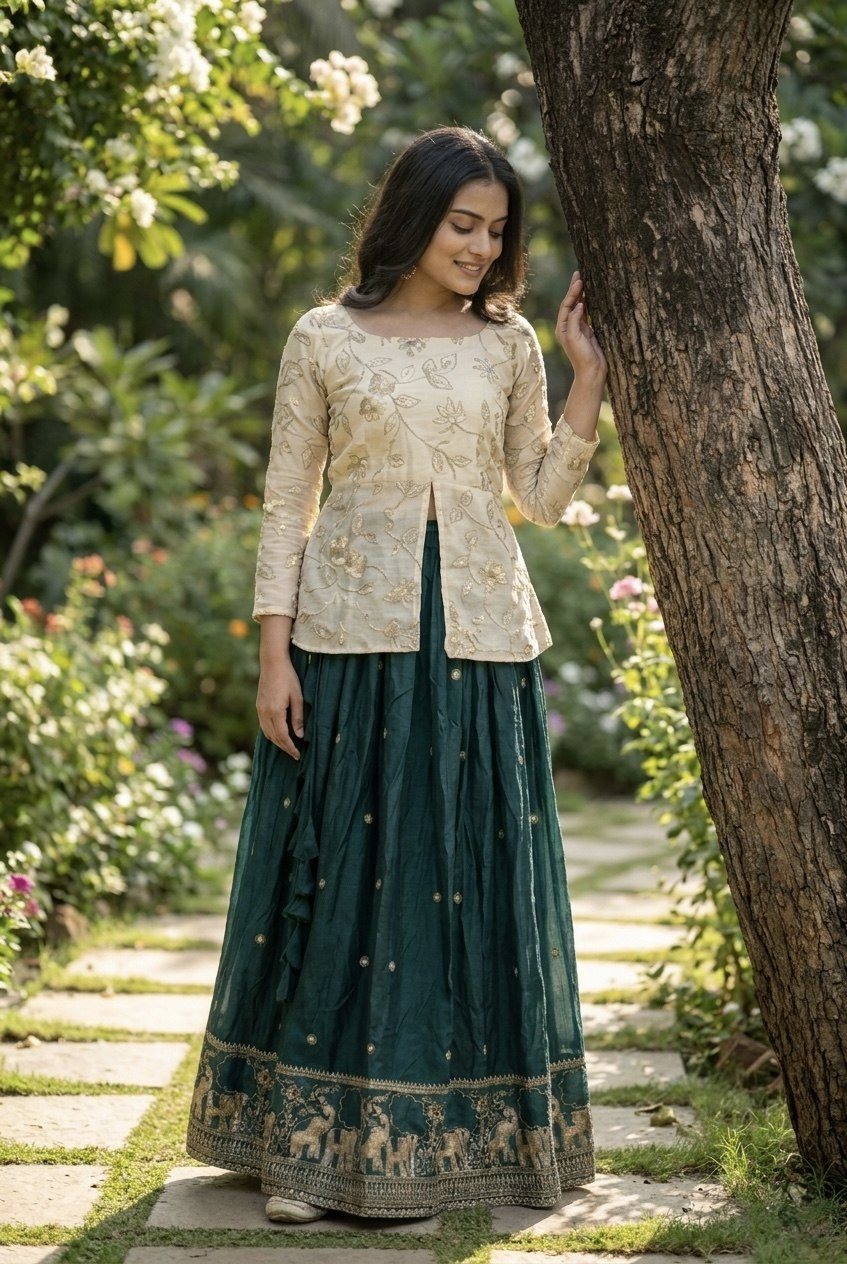 Trending Designer Lehenga with Full Sleeve Embroidered Blouse