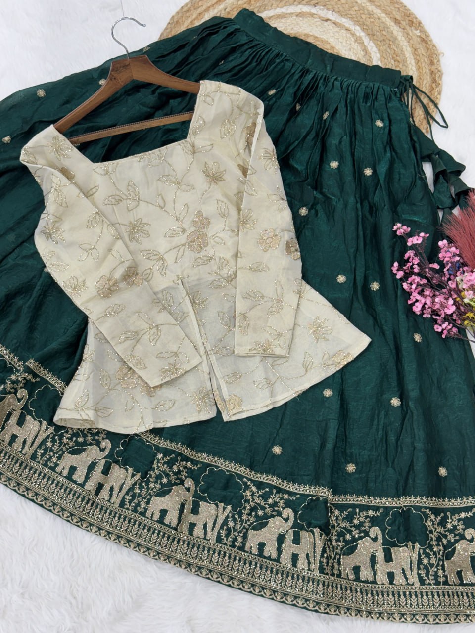 Trending Designer Lehenga with Full Sleeve Embroidered Blouse