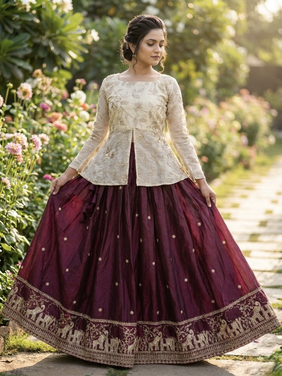Trending Designer Lehenga with Full Sleeve Embroidered Blouse