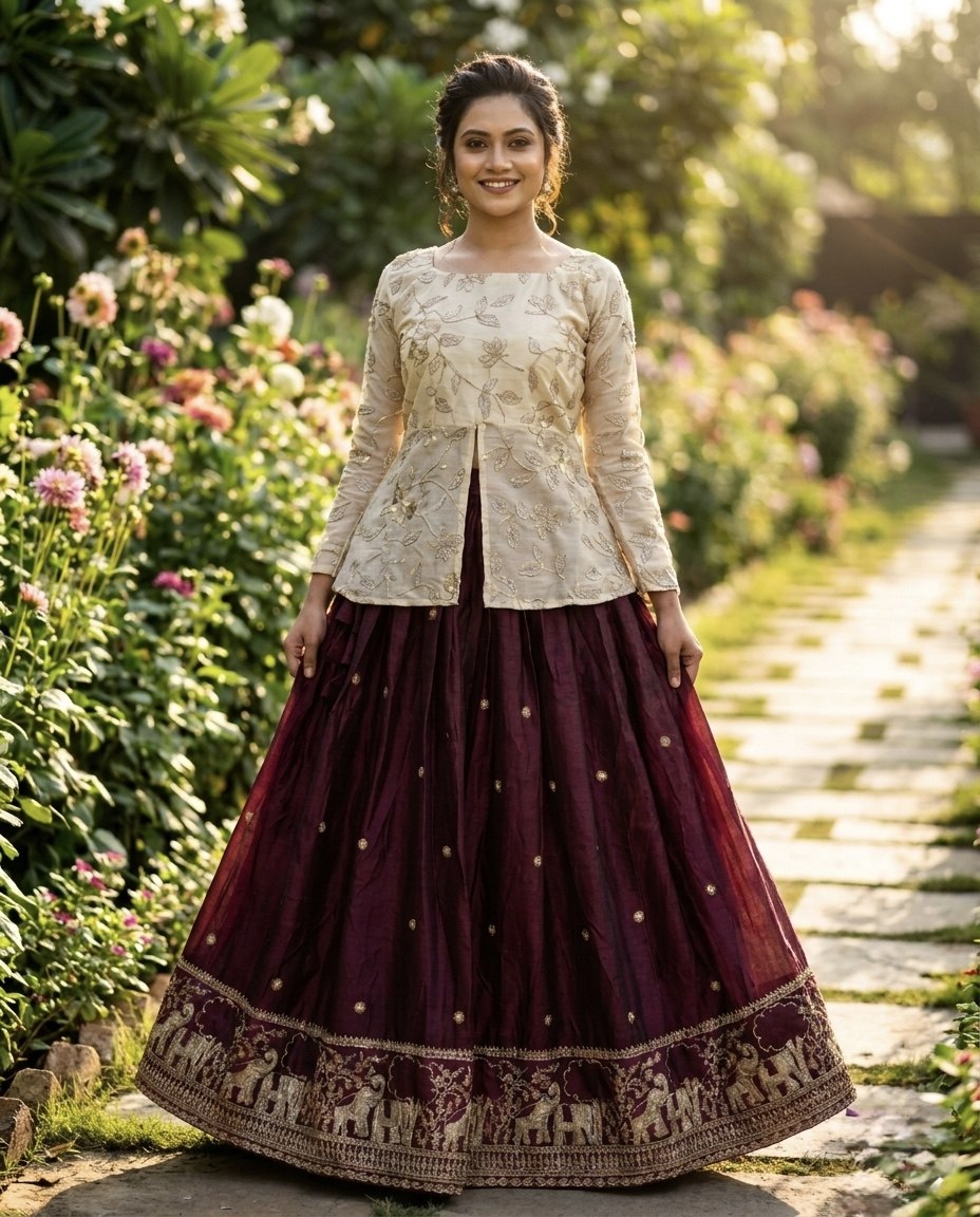 Trending Designer Lehenga with Full Sleeve Embroidered Blouse