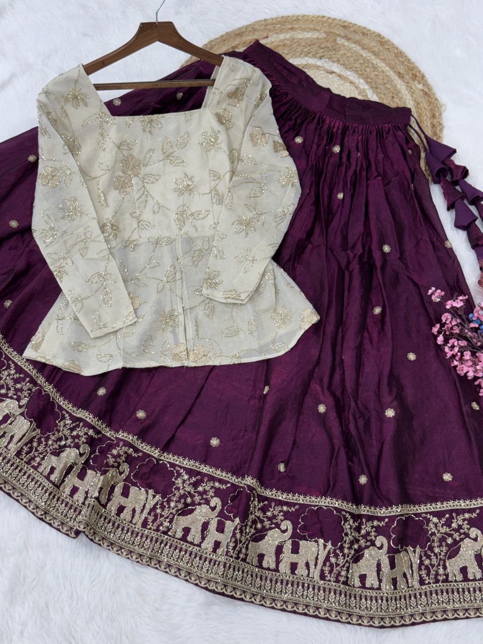 Trending Designer Lehenga with Full Sleeve Embroidered Blouse