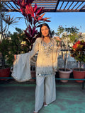 Luxury Mirror Work Palazzo Suit Set with Embroidered Dupatta
