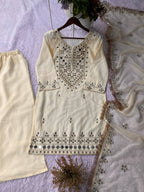 Luxury Mirror Work Palazzo Suit Set with Embroidered Dupatta