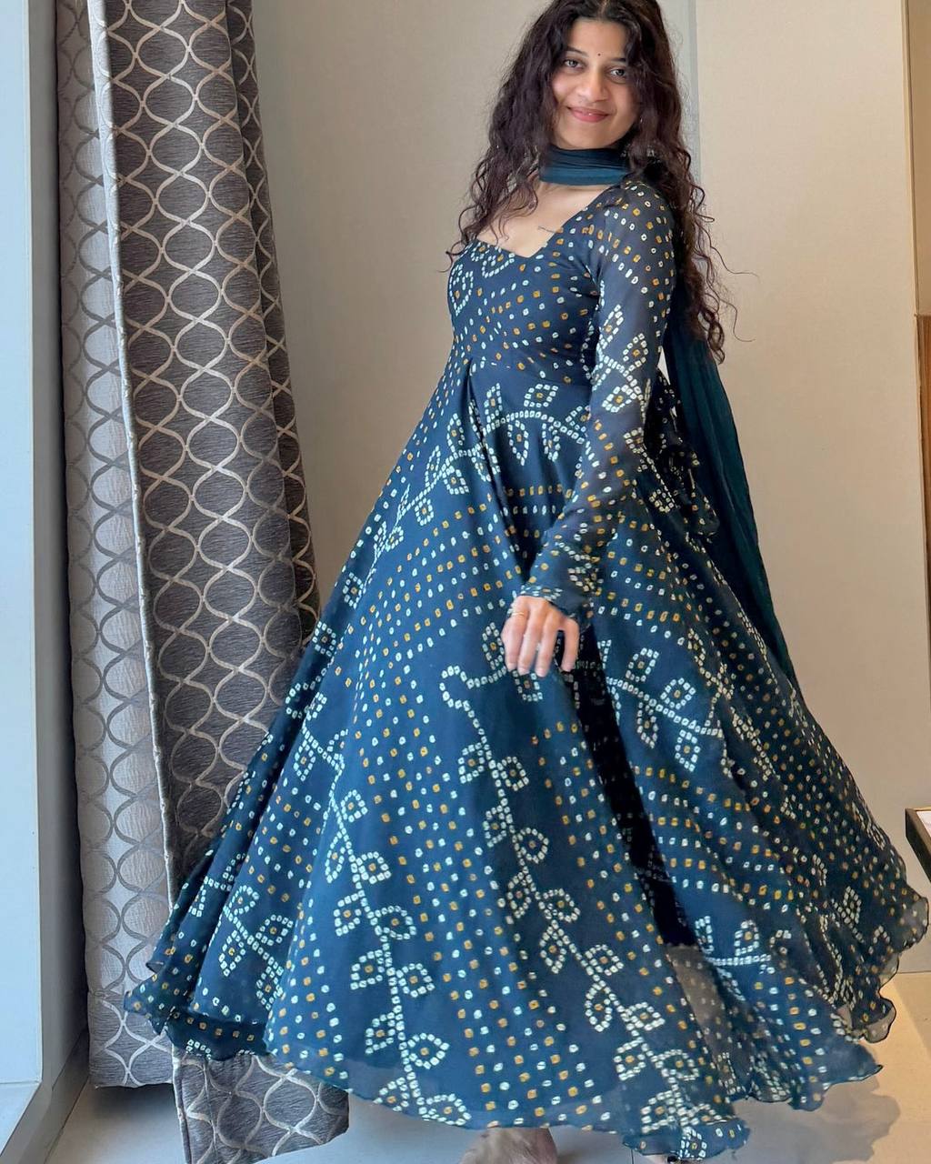 Ruhani Designer Faux Georgette Digital Printed Anarkali Suit Set with Heavy Embroidered Dupatta