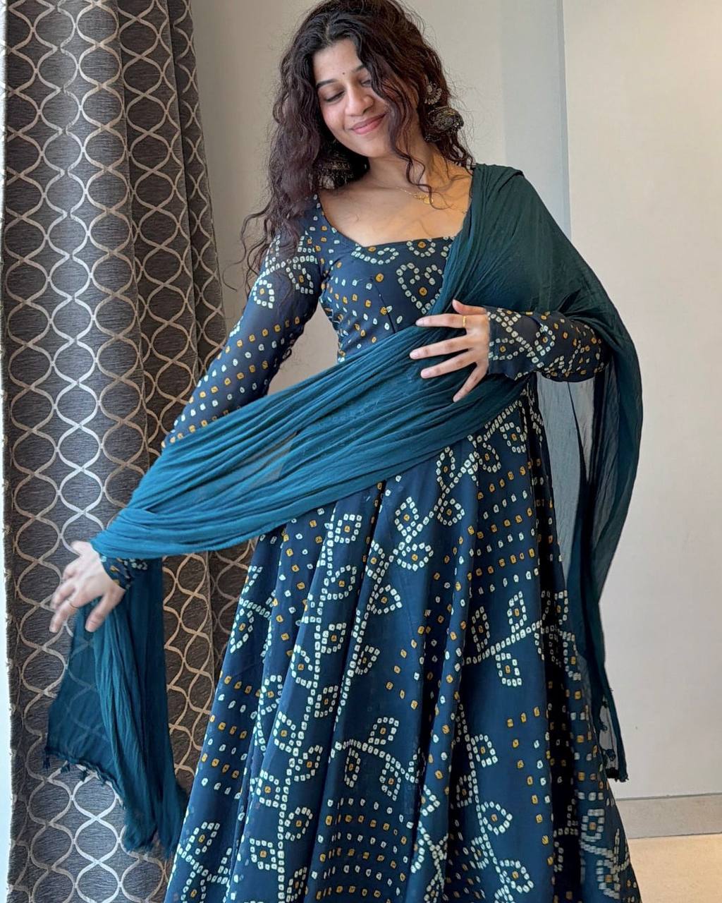 Ruhani Designer Faux Georgette Digital Printed Anarkali Suit Set with Heavy Embroidered Dupatta