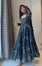 Ruhani Designer Faux Georgette Digital Printed Anarkali Suit Set with Heavy Embroidered Dupatta