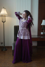 Luxury Embroidered Georgette Kurti with Palazzo and Dupatta