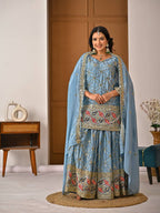Aarna Zivah Heavy Chinon Silk 5MM Sequence Embroidered Sharara Suit Set with Dupatta