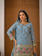 Aarna Zivah Heavy Chinon Silk 5MM Sequence Embroidered Sharara Suit Set with Dupatta