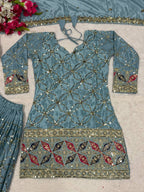 Aarna Zivah Heavy Chinon Silk 5MM Sequence Embroidered Sharara Suit Set with Dupatta